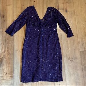 Ronni Nicole Plum Sequin Cocktail Dress